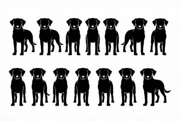 Black Dog Silhouette Clipart Set Review