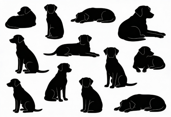 Black Dog Silhouettes Vector Set Review