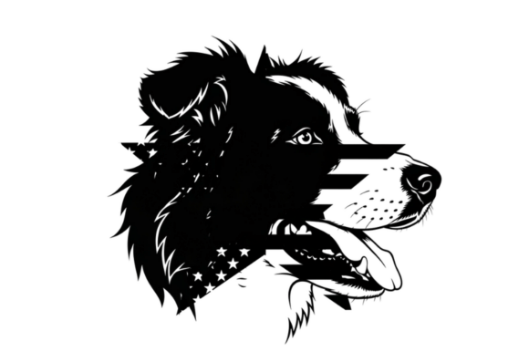 Border Collie American Flag Dog Head Review