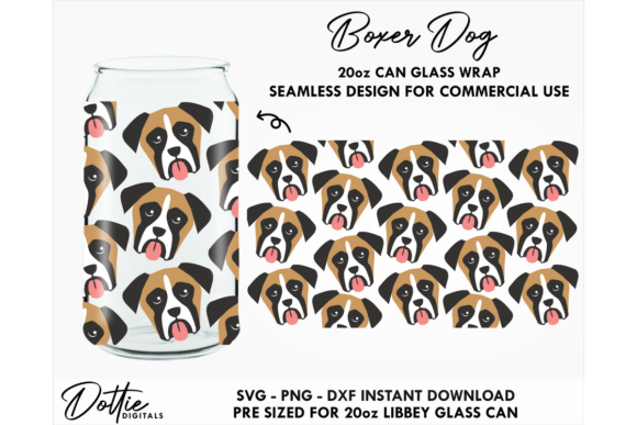 Boxer Dog 20oz Libbey Glass Can Wrap SVG Review