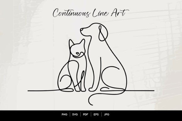 Cat and Dog Line Art Review for Embroidery Projects