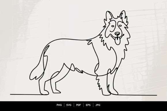 Collie Dog Line Art Review for Embroidery Projects