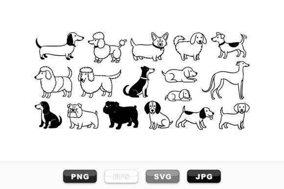Cute Hand Drawn Dog Silhouettes Review