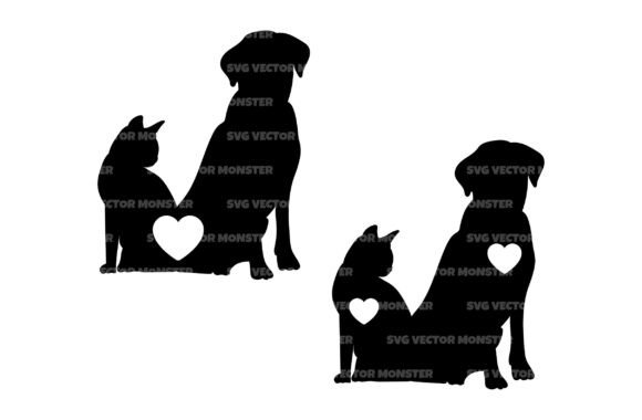 Dog and Cat Silhouette with Heart Svg Review