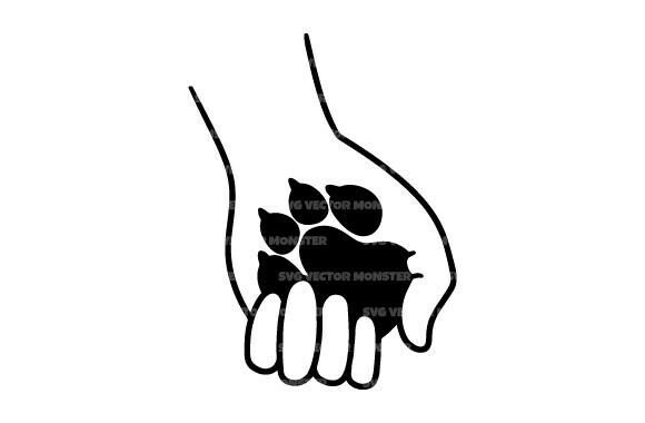 Dog Paw and Human Hand Svg