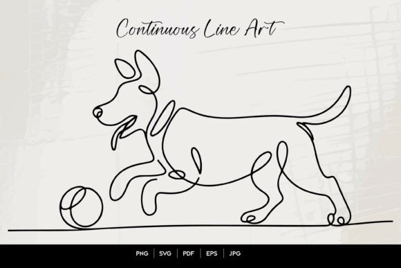 Dog Running with Ball Line Art Review