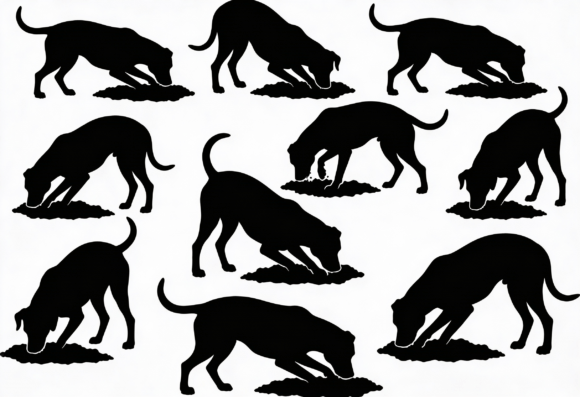 Dog Silhouette Digging Vector Art Review