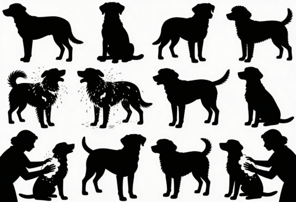 Dog Silhouettes Bundle Black White Review