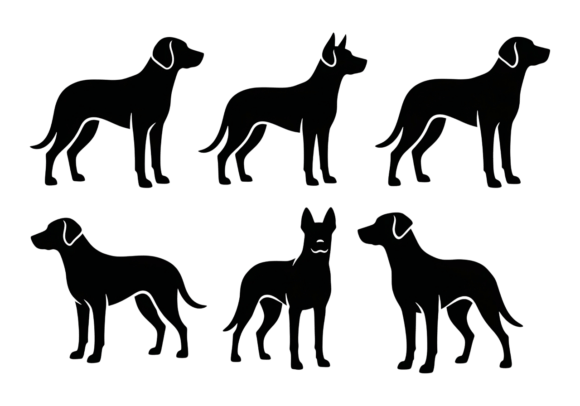 Dog Silhouettes Clipart for Embroidery Projects