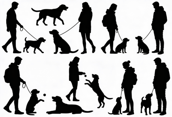 Dog Walking Silhouettes Clipart Bundle Review