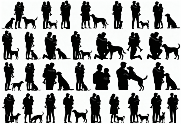 Family and Dog Silhouettes Clipart Review