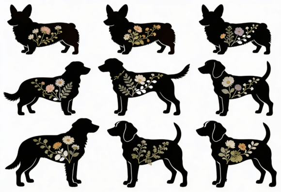 Floral Dog Silhouettes Clipart Bundle Review