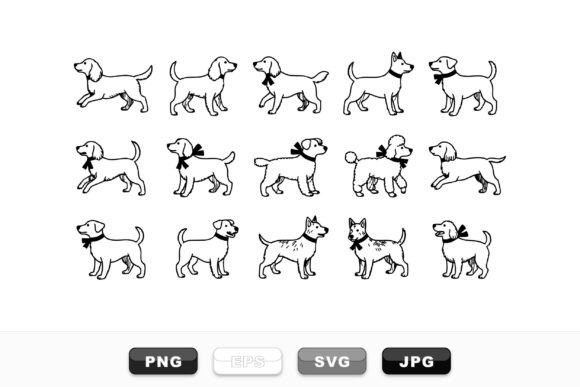 Hand Drawn Dog Silhouettes Set Review