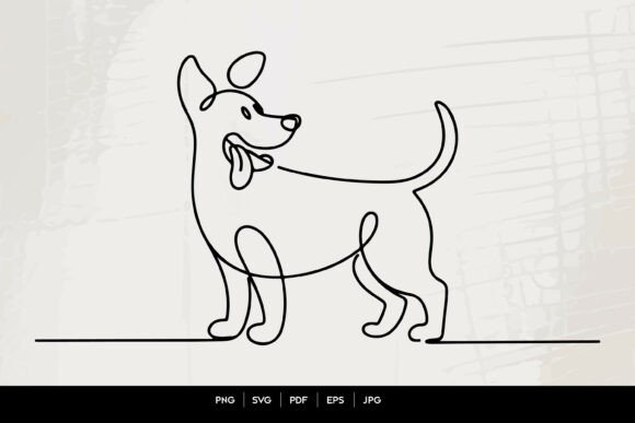 Happy Dog Line Art Review for Embroidery Projects