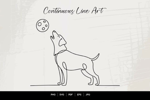 Howling Dog Line Art Review for Embroidery Projects