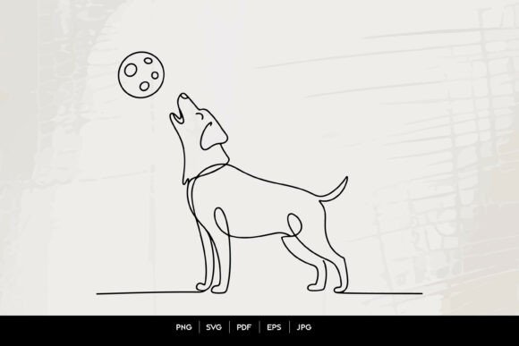 One Line Dog Howling at Moon Review for Embroidery Projects