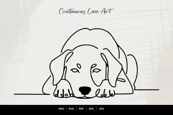 Single Line Sad Dog Resting on Paws Review